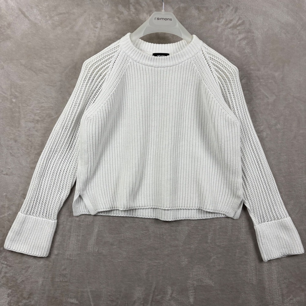 ME+EM White Organic Cotton Weekend Knit Raglan Sleeve Sweater M Italy SS23KN520
